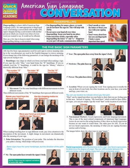 American Sign Language Conversation Quick Study (SKU 1009144978)